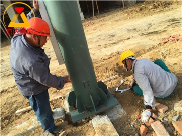 拱形屋頂下部使用無縫鋼管鋼柱結(jié)構(gòu)